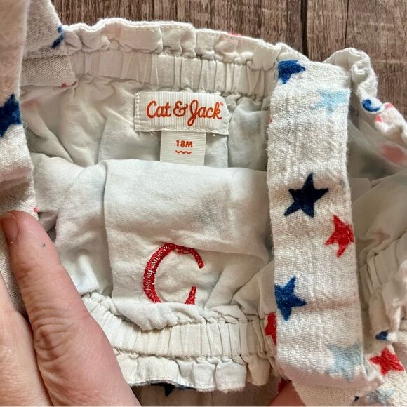 Cat & Jack Star Baby Romper C Embroidered Red White Blue Size 18 months. - Picture 2 of 3